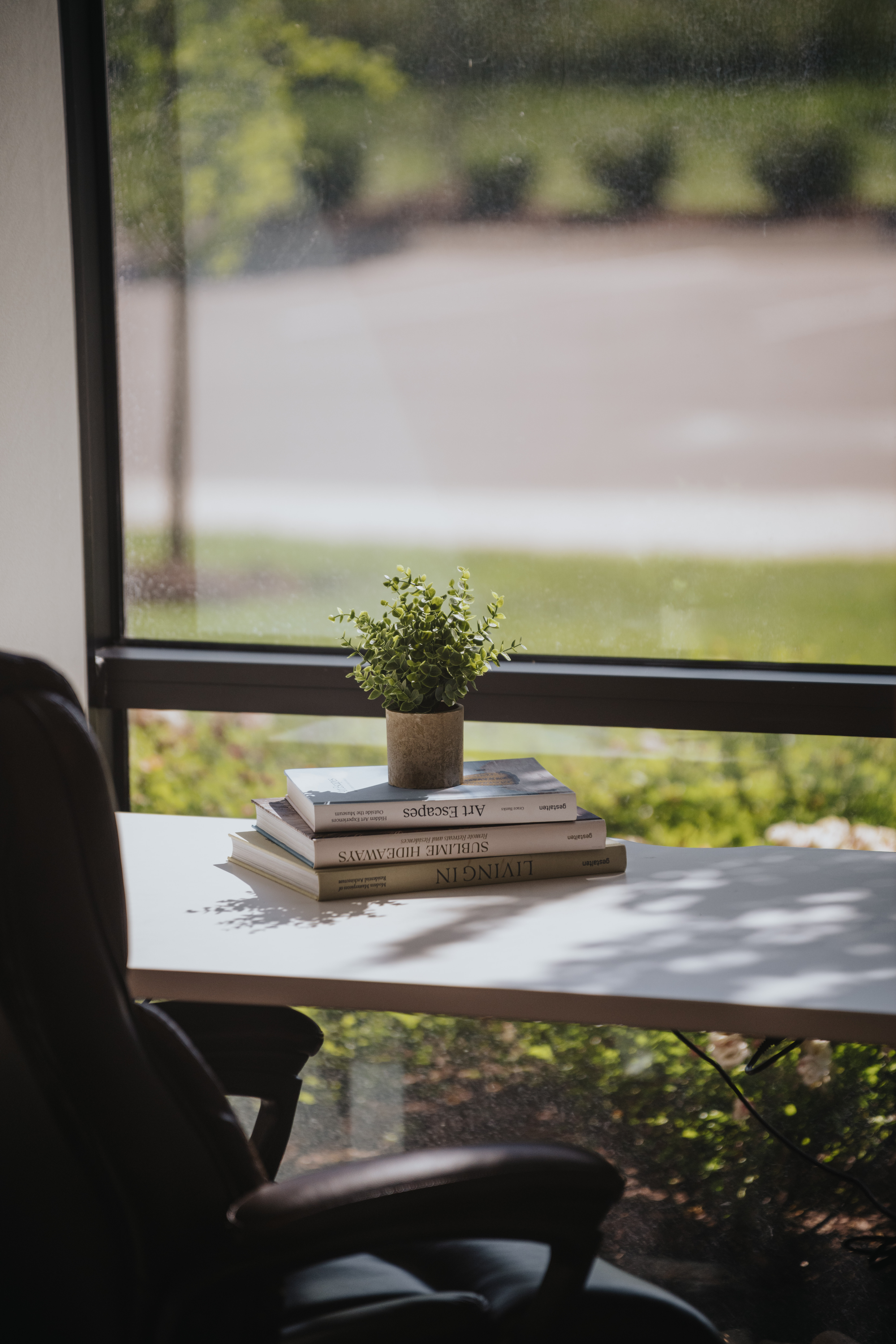 A calm window-side workspace at Framework